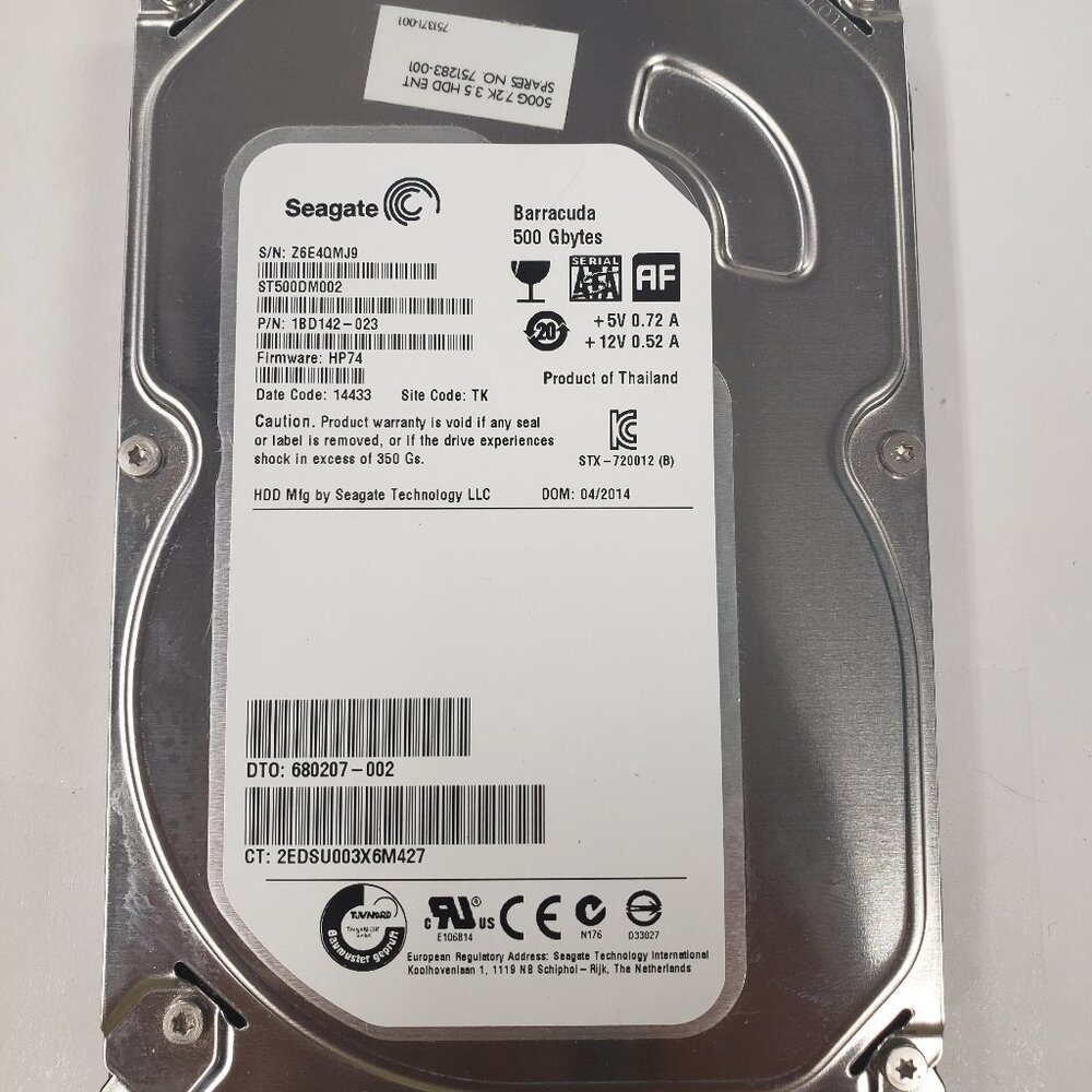 Seagate Barracuda ST500DM002 500 GB SATA III 3.5 in Desktop Hard Drive - Tested